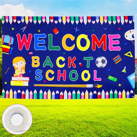 Buy Welcome Back School Banner - 77"x44" Extra Large Fabric The First ...