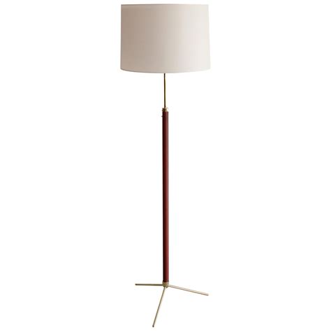 Jacques Adnet Adjustable Leather and Brass Floor Lamp at 1stDibs