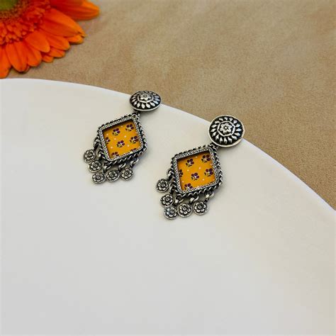 Hiral Hand Silver 925 Painted Earrings