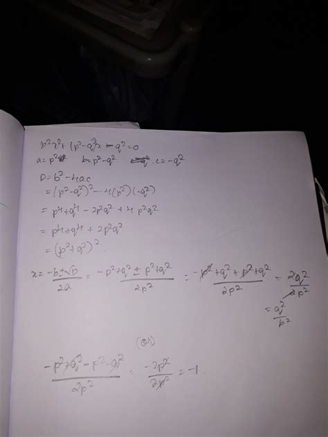using quadratic formulae solve this quadratic equation p2x2+(p2-q2)x-q2 ...