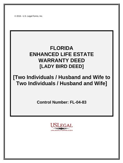 Florida Enhanced Life Estate Warranty Deed - Blank Fillable Template ...