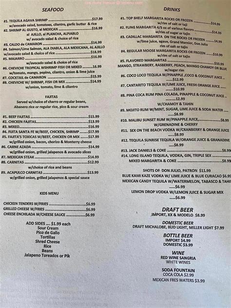 Online Menu of Blue Agave Bar and Mexican Kitchen Snyder Restaurant ...