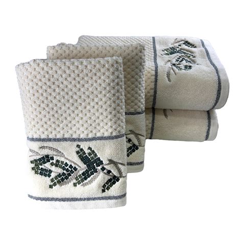 4 Piece Peony Embroidery Towel Set-Style 7 – Senses by Riba