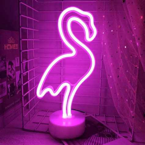 Buy Momkids Flamingo Neon Lights for Bedroom LED Neon Signs Battery or ...