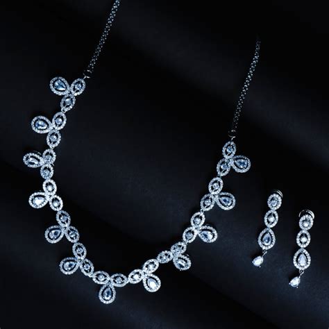 Clear CZ Necklace Set | Indian Jewellery USA | Saajolux