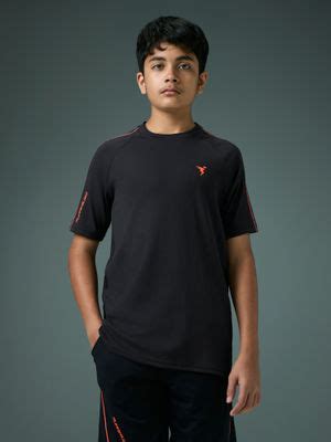 Buy Technosport Boy's Sports Slim Fit Black T-Shirt (7-8 Years) Online