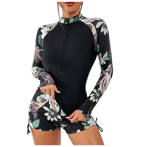 VerPetridure Women's Rashguard Swimsuit Zip Front Long Sleeve One Piece ...