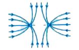 Draw electric field lines of simple charge distribution.