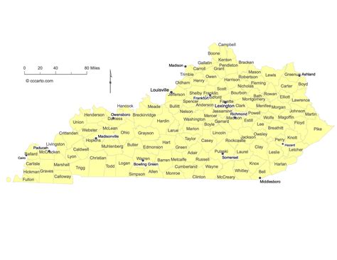 Kentucky State Maps: Counties (All 120 Counties) | CCCarto