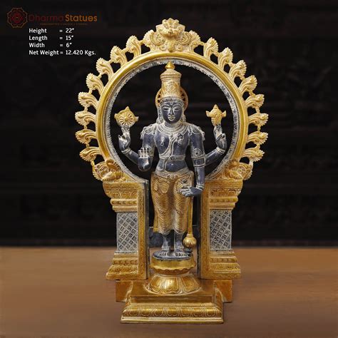 Shop Brass Vishnu Standing Statue | Black Patina Finish | Best price's ...