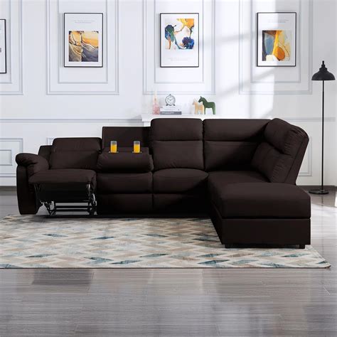 Amazon.com: Eafurn PU Leather Recliner Sectional Sofa with Storage ...