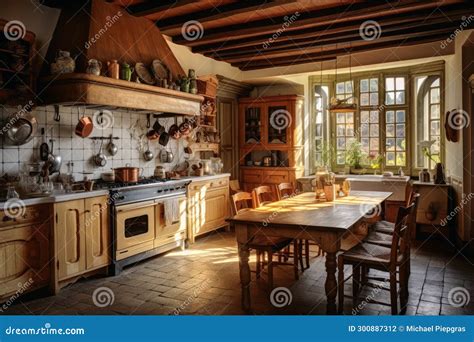 A Kitchen in French Country House Look Stock Illustration ...