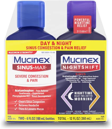 Amazon.com: Mucinex Sinus-Max Max Strength Day & Night Liquid Gels ...