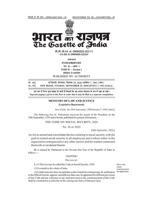 Social security Code Gazette 2-22-23 - THE CODE ON SOCIAL SECURITY ...