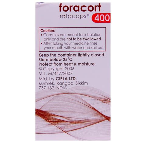 Foracort 400 Rotacaps 30's Price, Uses, Side Effects, Composition ...