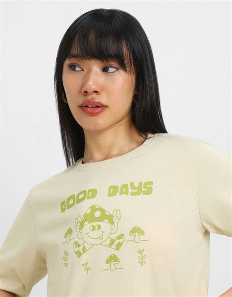 Good Days Swanwhite Graphic Printed Crop-Top – Juneberry