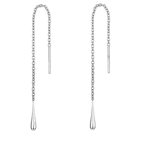 Long Chain Teardrop Threader Earrings in 92.5 Sterling Silver for Wome ...