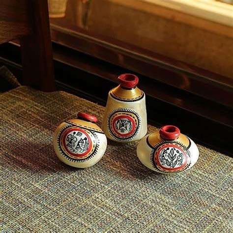 Buy ExclusiveLane Earthenware Hand-Painted Miniature Pots Showpiece Set ...