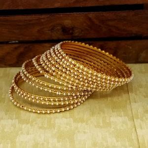 Buy Set of 12 - Gold Plated Beaded Bangles - Indian Jewelry ...
