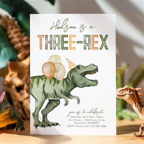 Editable dinosaur birthday party invitation template dinosaur birthday ...