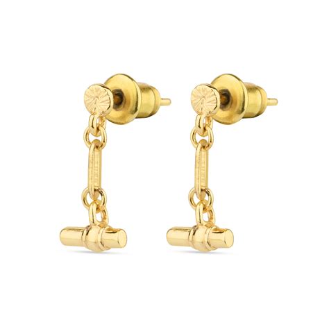 Real Gold Plated Z Modern Heirloom T-Bar Earrings For Women By Accesso ...