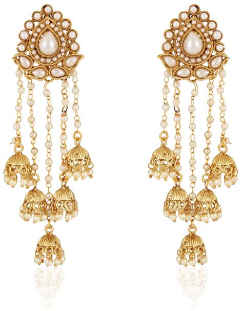 Shining Diva Fashion Jewellery Gold Plated Stylish Fancy Pearl Jhumka ...