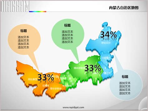 【内蒙古自治区PPT图表】3D立体矢量内蒙古自治区地图PPT图表下载–演界网