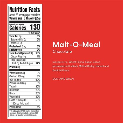 Chocolate Malt-O-Meal Quick Cooking Hot Breakfast Cereal 28oz Box (Pack ...