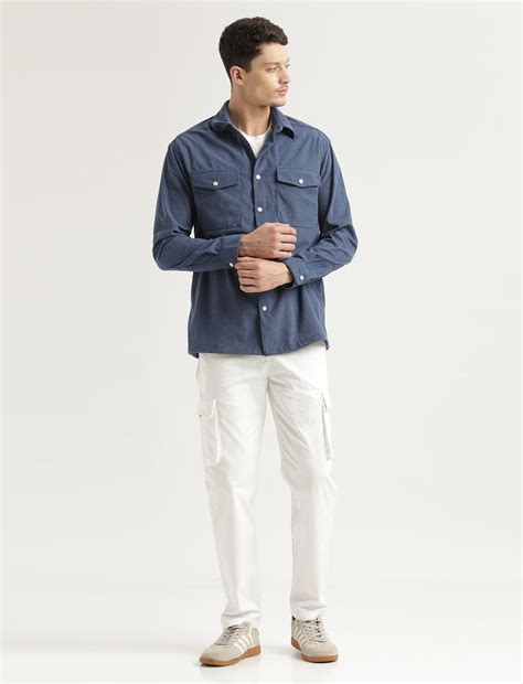 Buy Men's Blue Corduroy Overshirt for Everyday Looks | Blu Mnky
