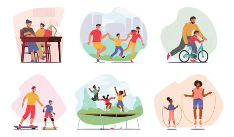 Premium Vector | Set Family Leisure And Activities Parents And Kids ...