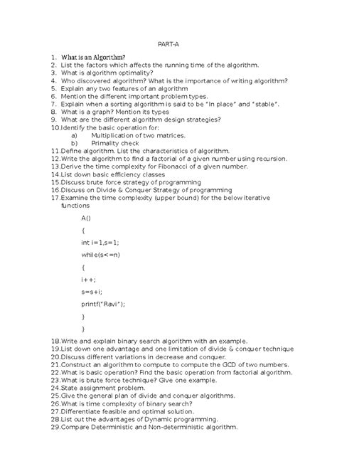 QBank - Question bank for practice - PART-A 1. What is an Algorithm? 2 ...