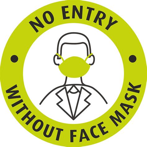 No Entry Without Face Mask Green Boy Wall Sticker : Amazon.in ...