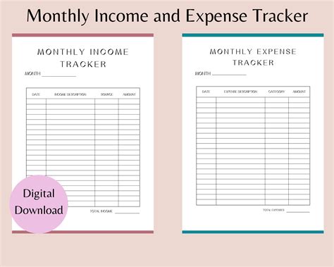 Small Business Income and Expense Tracker: Printable Monthly Budget ...