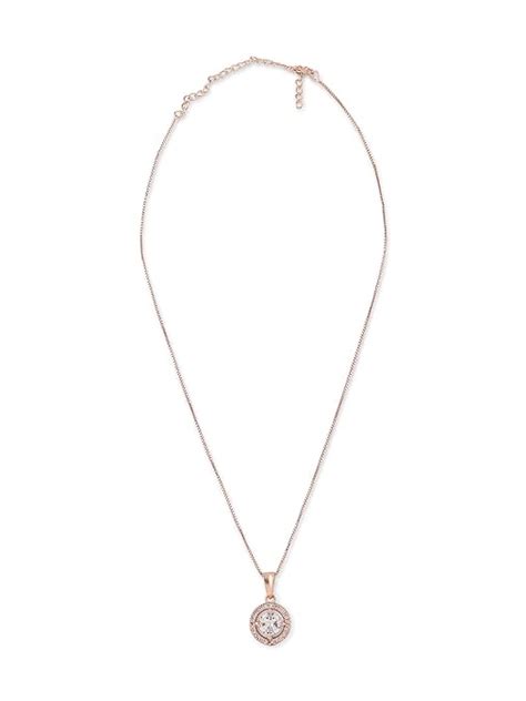 ZAVERI PEARLS Rose Gold Contemporary Cubic Zirconia Embellished Pendant ...