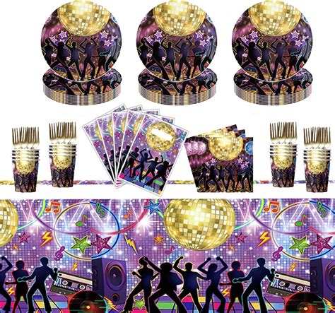 Amazon.com: APOWBLS Disco Party Decorations Tableware - Disco Dance 70s ...