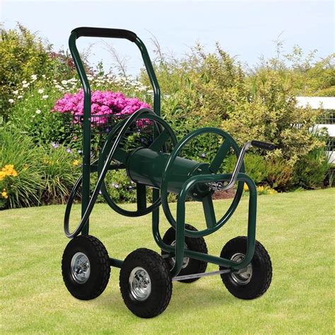 Dkelincs Garden Hose Reel Cart with Wheels 300 Ft of 5/8 in×6Ft Steel ...