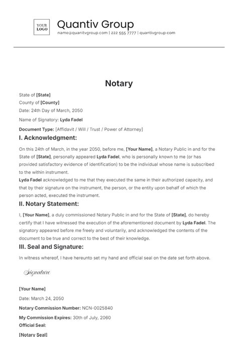 Image result for Notarized Document Example