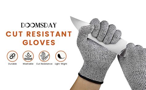 DOOMSDAY Cut Resistant Gloves, Level 5 Protection for Kitchen Cutting ...