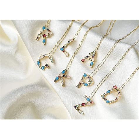 Rainbow Gemstone Initial Alphabet Letter K Necklace Pendant Chain – ZIVOM