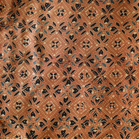 Modal Silk Ajrak Brown With Blue Black Cream Tiles Hand Block Print Fa ...