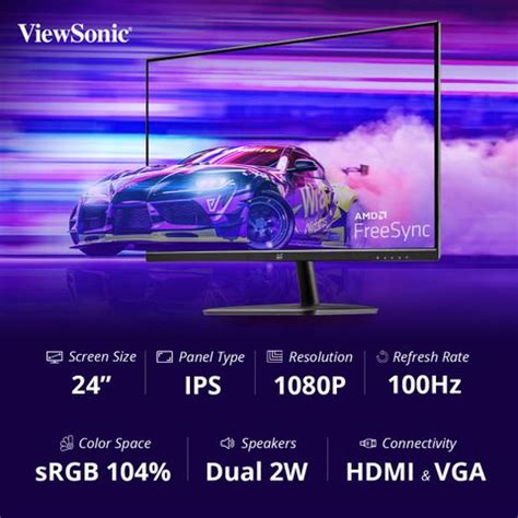 ViewSonic VA 60.45 cm (24 inch) Full HD LED Backlit IPS Panel with 2X2W ...