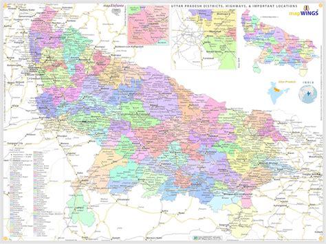 Buy Maps of ( UTTAR PRADESH ) | Set of 2 | 1 - map.Elefante Map with ...