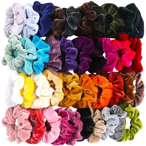 FAMEZA 12 pcs Hair Scrunchies, Velvet Elastic Hair Bands, Scrunchy ...