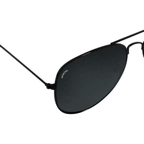 Black Classic Glass and Black Frame Aviator Sunglasses for Men and ...