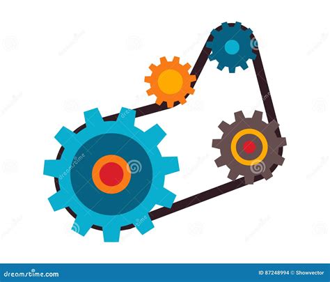Machine Parts Different Mechanism Vector Illustration. Stock Vector - Illustration of metallic ...
