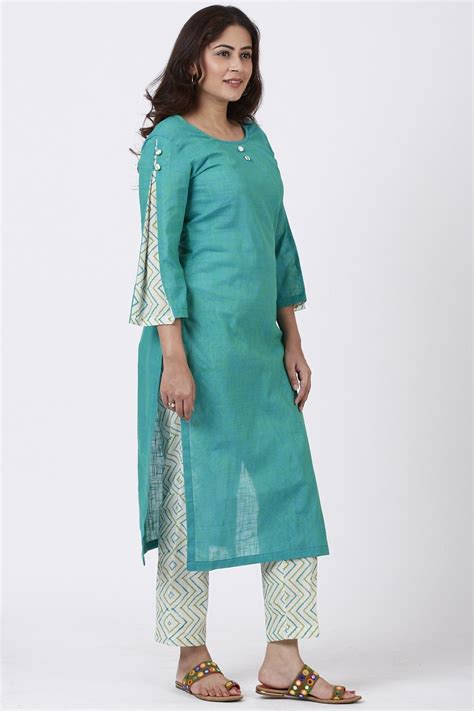 Sea Green Pleated Sleeve Kurti – anokherang