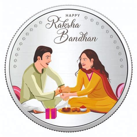 100gms Raksha Bandhan Silver Coin For Younger Brother - Silver Palace