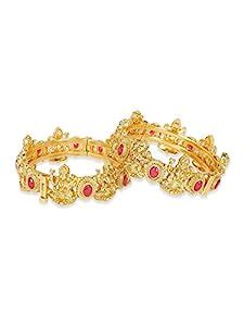 Buy ACCESSHER Womens Red Color Laxmi Bangles with Ruby Stone at Amazon.in