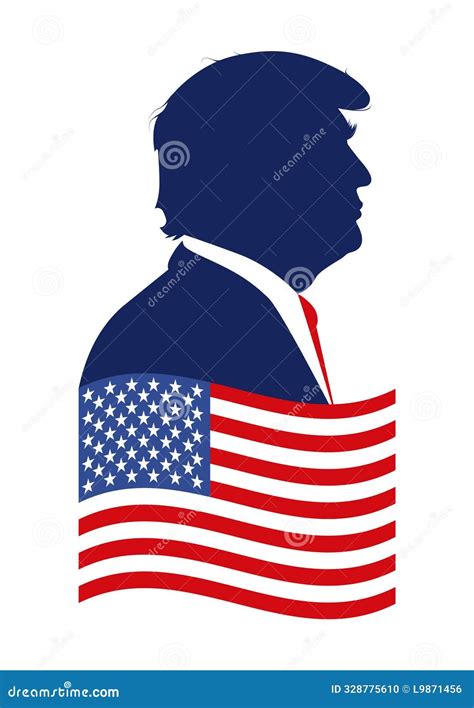 Silhouette Profile of the 45th President of the United States Donald Trump Against the ...