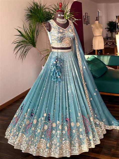 Sky blue color Bids Embroidery work Designer Lehenga Choli BL1661 – BL ...